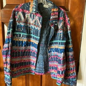 Multicolored denim button down shirt size 2